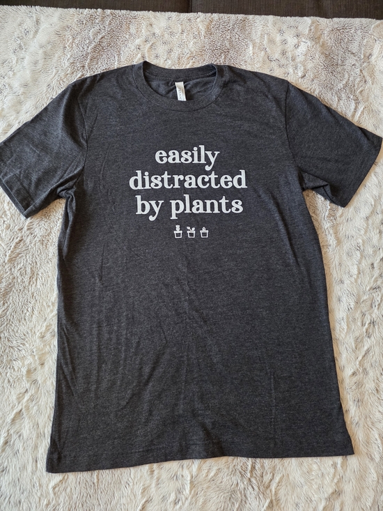 Bella Canvas Tops - Easily Distracted By Plants Graphic Tee - MEDIUM